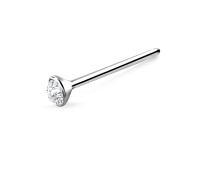 3mm Bezel Stone Set Silver Straight Nose Stud NSKA-13